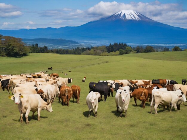 Fujis pastoreando vacas sinfónicas en el regazo de la naturaleza