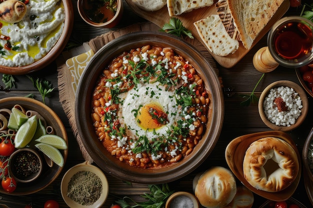 Ful Medames Prato tradicional egípcio feito de feijão de fava cozido misturado com várias especiarias