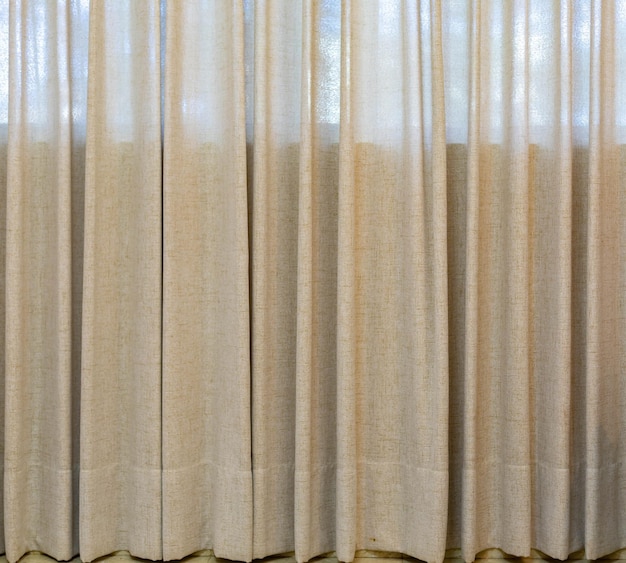 Foto full frame beige linen curtain