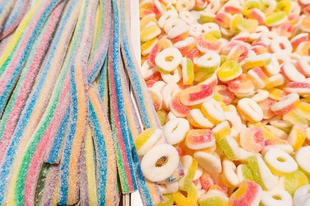 Foto fullframe-aufnahme von mehrfarbigen süßigkeiten