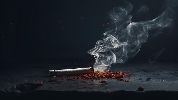 fuma de um cigarro sentado em um fundo escuro IA generativa