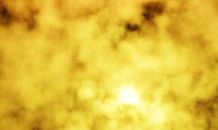 Foto fumaça amarela ou aerosol como fogo tem um fundo preto e há um ponto brilhante a fonte de luz imagem para fundo ou papel de parede 3d rendering