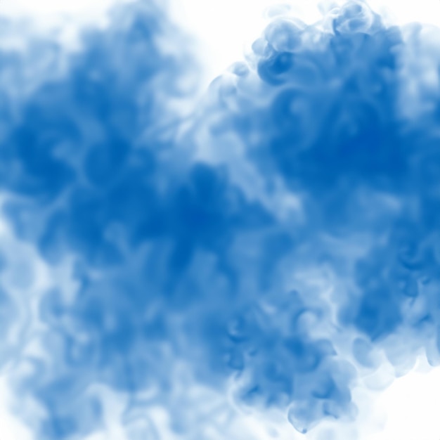 Foto fumaça azul em fundo branco com fundo branco
