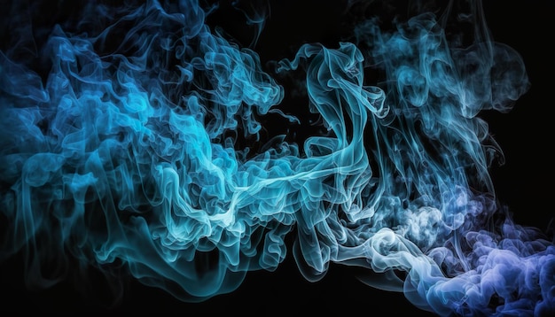 Fumaça azul em um fundo preto