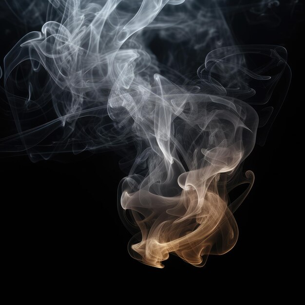 Fumaça branca mística isolou a elegância em um fundo preto