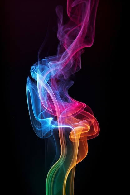 fumaça colorida em fundo preto