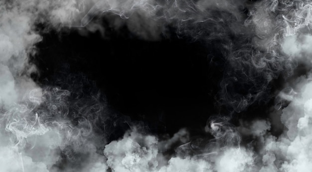 Fumaça de moldura em fundo preto