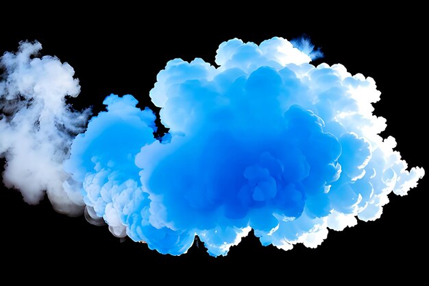 Foto fumaça de vapor azul em fundo preto ai gerado