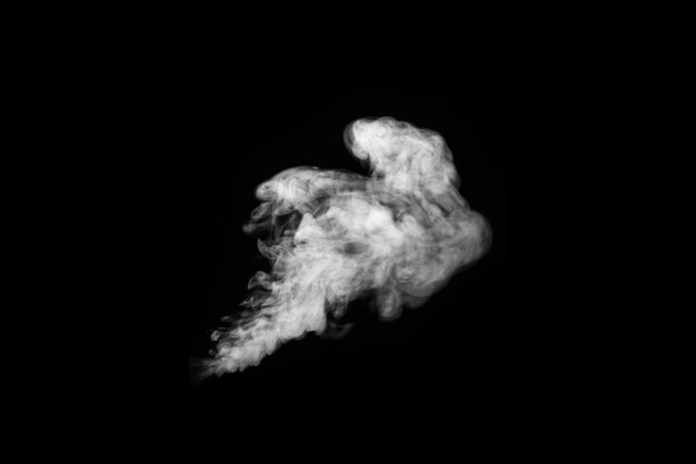 Foto fumaça de vapor branca em um fundo preto para adicionar às suas fotos incenso de fragrância de vapor de fumaça perfeita