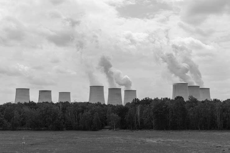 Foto fumaça emitida pela fábrica contra o céu