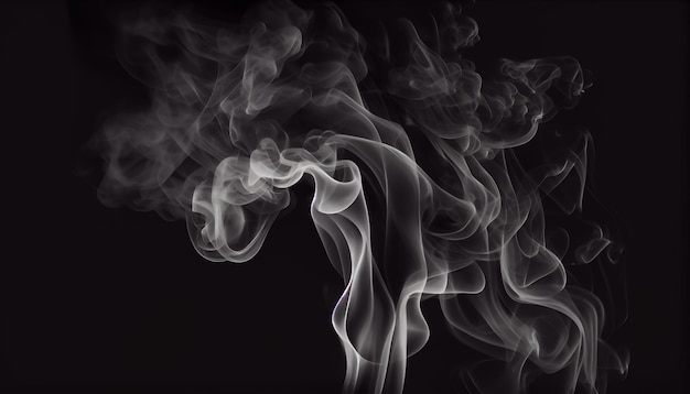 fumaça está subindo de um cigarro em um fundo preto generativo ai