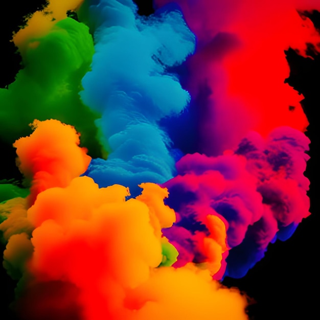 Foto fumaça multicolorida