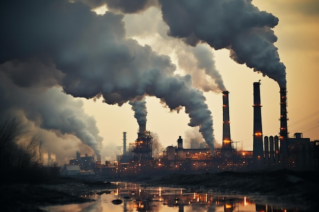 fumaça pesada saindo da fábrica conceito de mudança climática