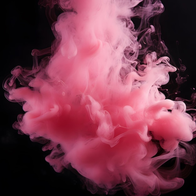 Fumaça rosa clara isolada em fundo preto