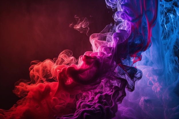Fumaça roxa colorida em uma ilustração de fundo preto
