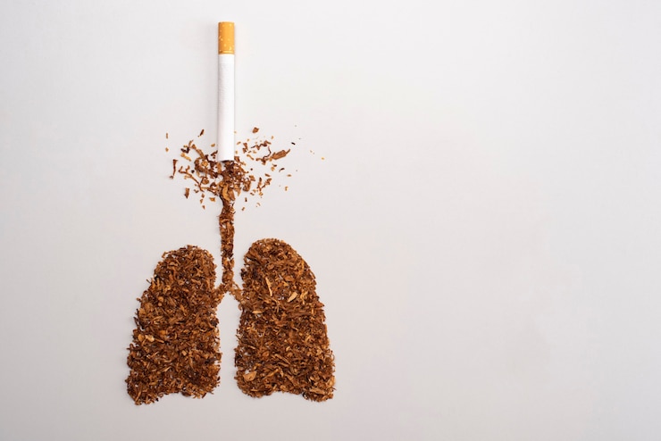Foto fumar mata, conceito com cigarro e tabaco. conceito de não fumar com cigarros e tabaco