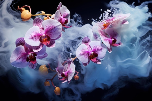 Foto el fumo de las flores de las orquídeas genera ai