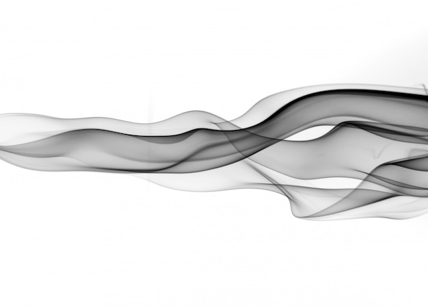 Fumo preto no fundo branco. arte abstracta, movimento do design do fogo de fumo