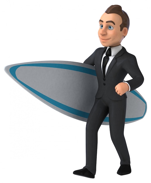 Fun 3D Business Charakter Surfen