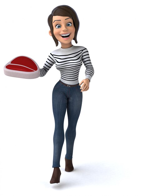 Fun 3D Cartoon Casual Charakter Frau