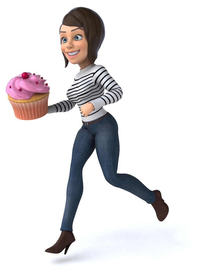 Foto fun 3d cartoon casual charakter frau
