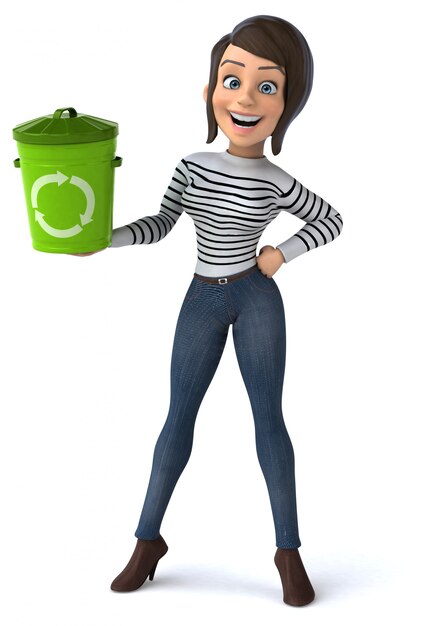 Fun 3D Cartoon Casual Charakter Frau