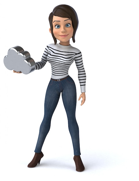 Fun 3D Cartoon Casual Charakter Frau