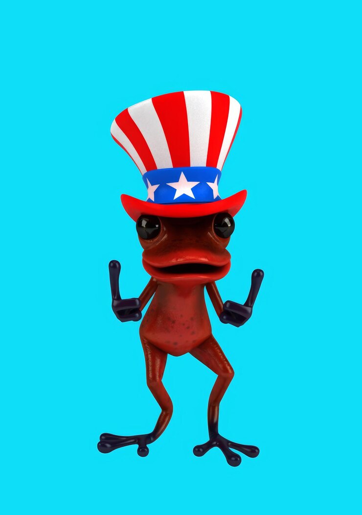 Foto fun 3d cartoon frog with an uncle sam hat