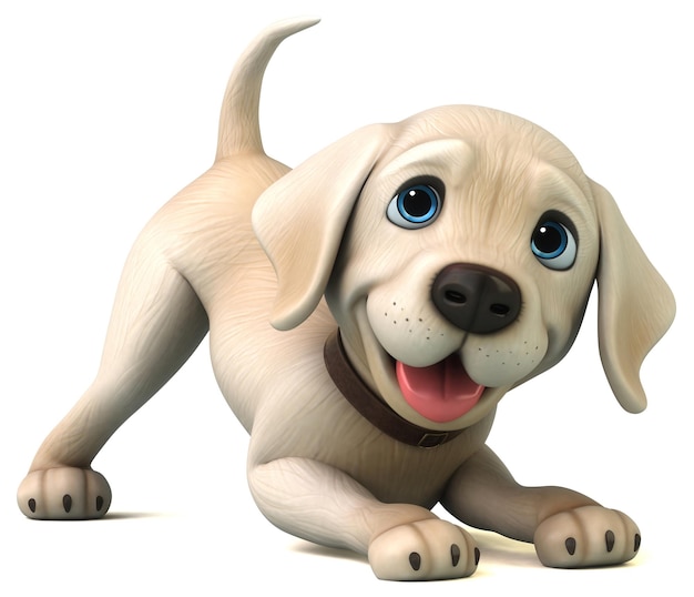 Fun 3D Cartoon weißer Labrador Retriever