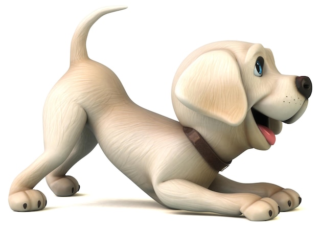 Fun 3D Cartoon weißer Labrador Retriever