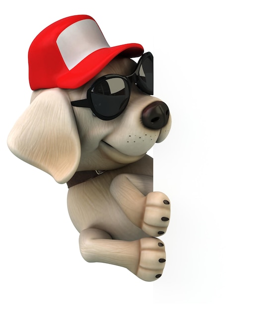 Fun 3D Cartoon weißer Labrador Retriever