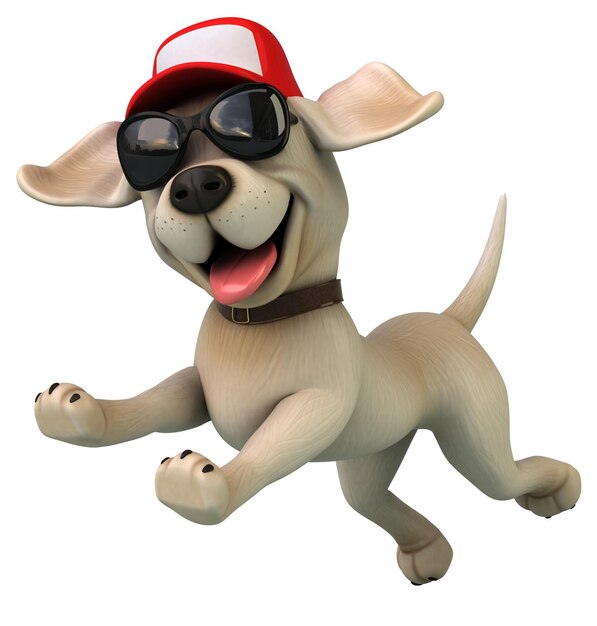 Fun 3D Cartoon weißer Labrador Retriever