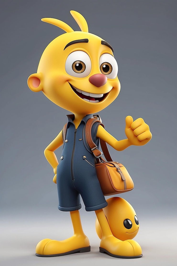 Foto fun 3d desenho animado personagem amarelo