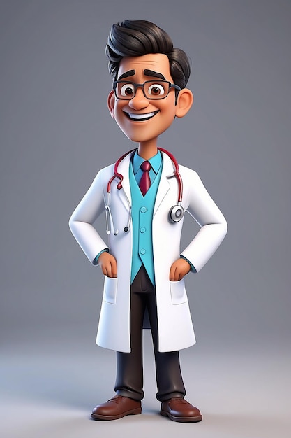 Fun 3D dibujos animados médico indio