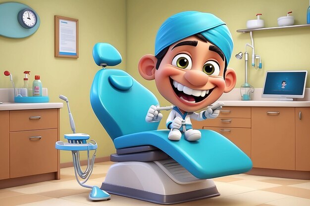 Foto fun 3d dibujos animados personaje dentista indio