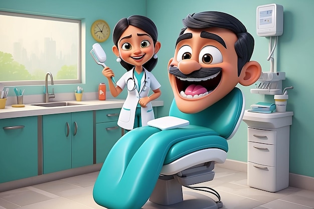 Foto fun 3d dibujos animados personaje dentista indio