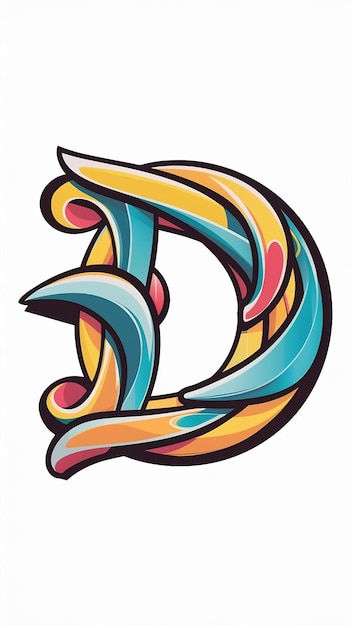 Fun abstracto colorido forma D letra logotipo icono signo diseño vectorial