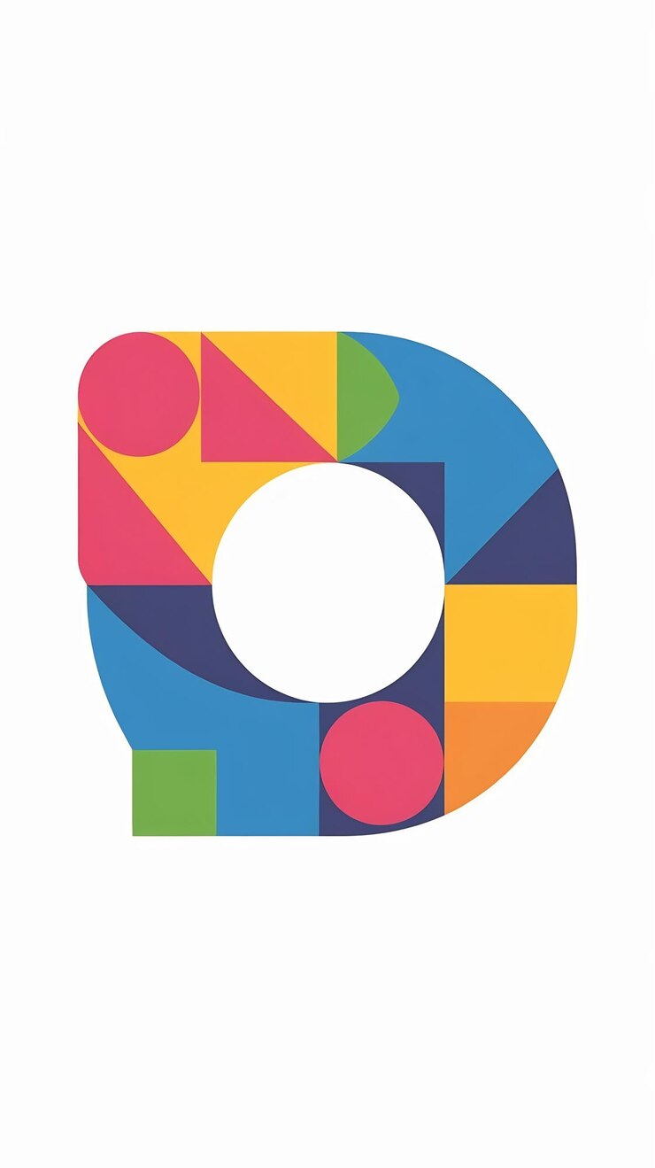Foto fun abstracto colorido forma o letra logotipo icono signo diseño vectorial