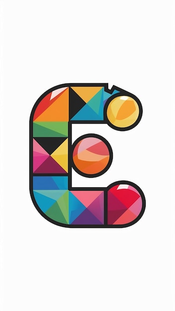 Fun abstracto forma colorida E letra logotipo icono signo diseño vectorial