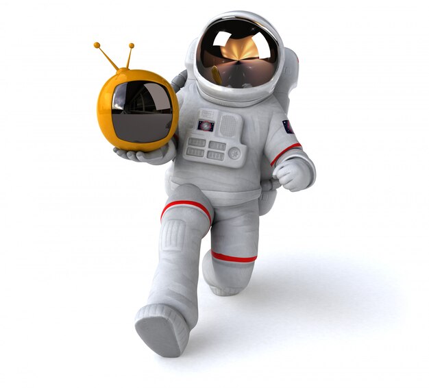 Fun Astronaut mit Retro-TV