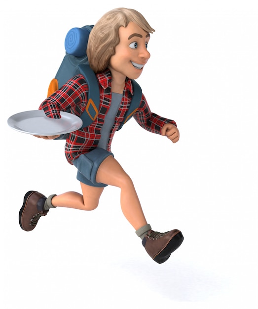 Fun Backpacker Cartoon Kerl