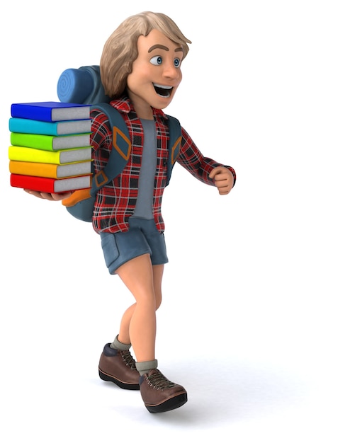 Fun Backpacker Cartoon Kerl