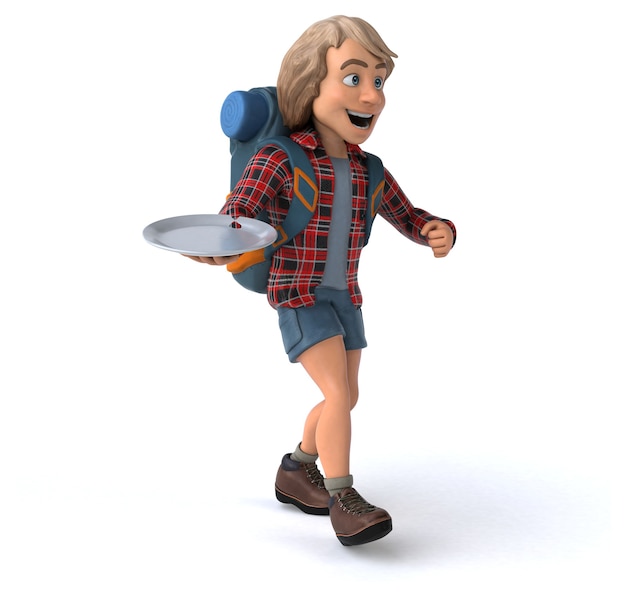 Fun Backpacker Cartoon Kerl