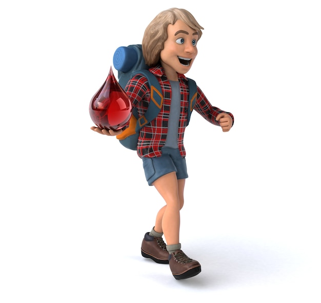 Fun Backpacker Cartoon Kerl