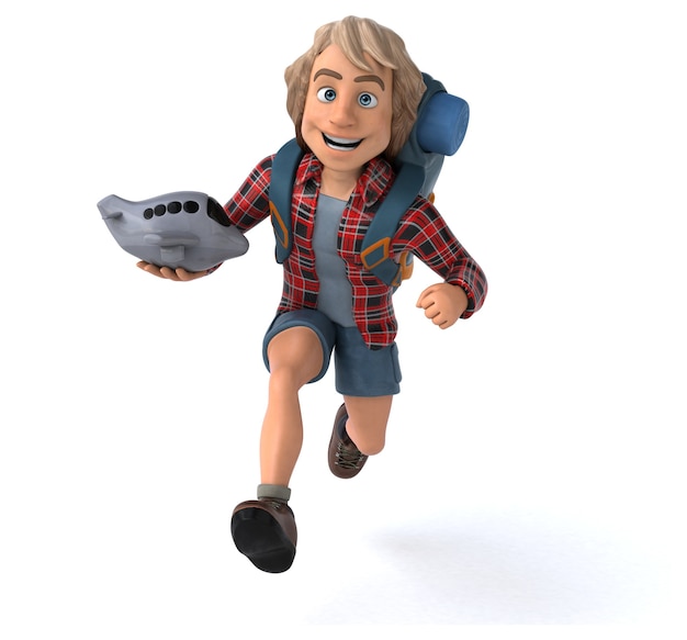 Fun Backpacker Cartoon Kerl