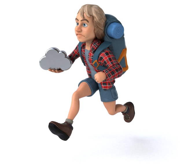 Fun Backpacker Cartoon Kerl