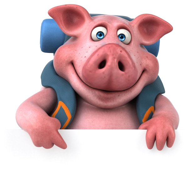 Fun Backpacker Schwein Animation