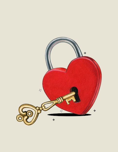 Foto fun cute heart doodle art la llave del amor es muy divertida