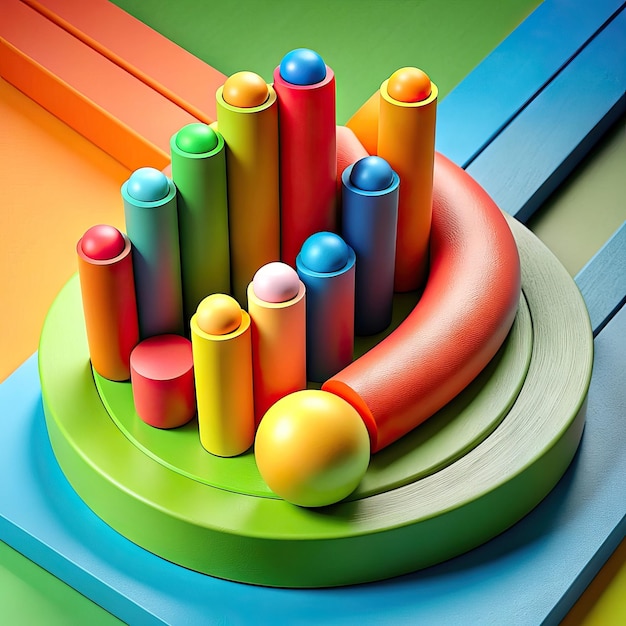 Fun formas abstratas com cores vibrantes imagens 3D com brilho extra luz e suavidade