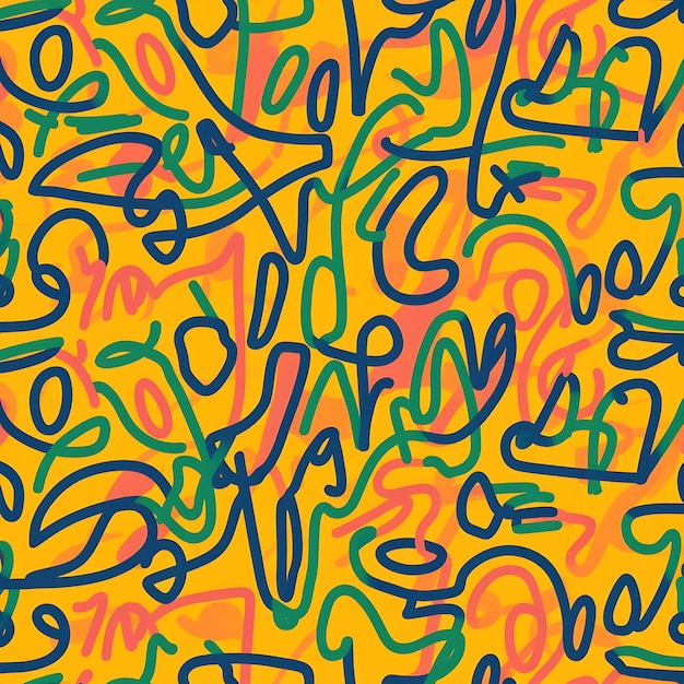 Fun línea garabateo patrón sin costuras fondo de estilo abstracto creativo papel tapiz